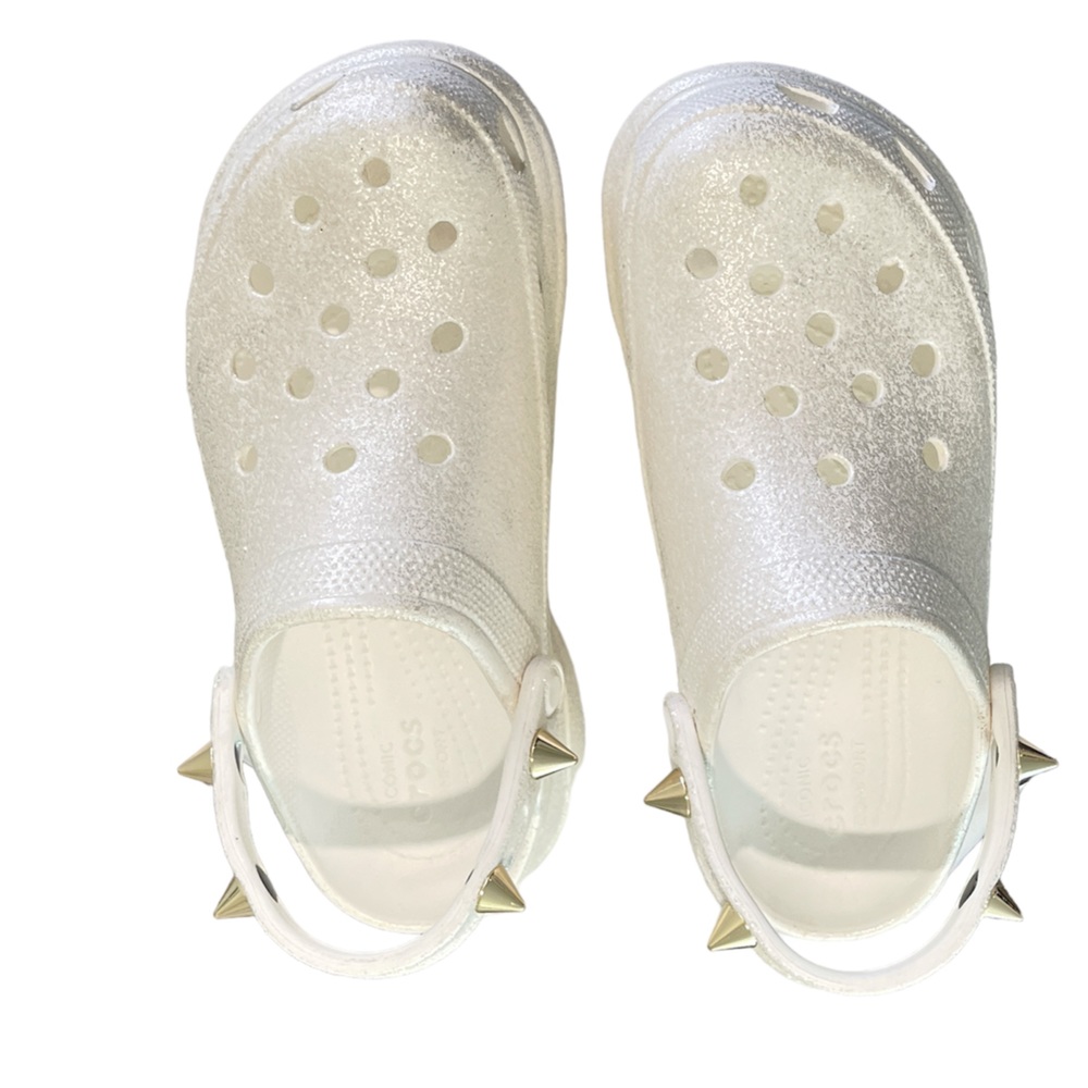Women Crocs Classic Bae Glitter Stud Platform Clog Size 10 - White -LIMITED - Picture 7 of 12